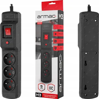 Napájecí kabel Prodlužovací přívod zásuvková lišta s přepěťovou ochranou, 3 zásuvky, ARCON M3, 1,5 m