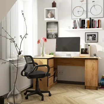 Psací stůl Rohový psací stůl SILAN - dub craft, levé provedení