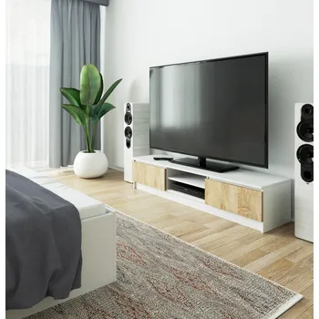 Televizní stolek Televizní stolek YMARIN - bílý / dub sonoma