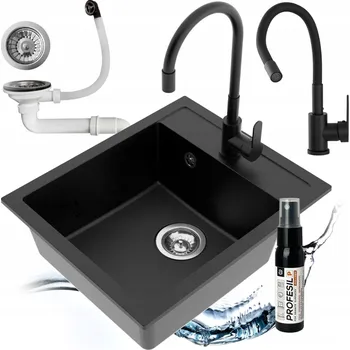 Granitový dřez Jednokomorový granitový dřez Milo Emporio černý