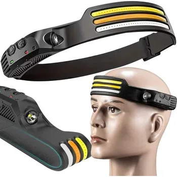 Čelovka LED s pohybem senzorem 3 pásky USB dobíjení