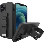 Hurtel Pouzdro na šňůrku, gelové pouzdro s řetízkem, šňůrka na tašku, šňůrka na iPhone 12, černé