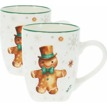 Sada 2 porcelánových hrnků Gingerbread 320 ml, bílá
