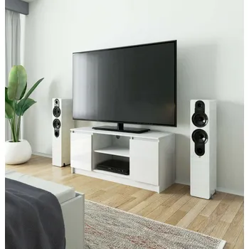 Televizní stolek TV stolek YMARIN - bílý / bílý lesklý