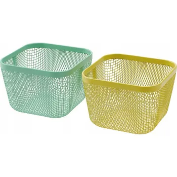 Obraz KOŠÍK NA POTRAVINY, kov/žlutá zelená, 14x14x10 cm IKEA 365+