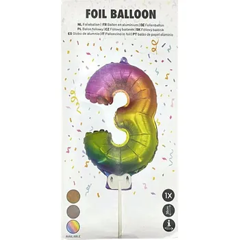 Balónek Fóliový balónek Číslice 3, duhový