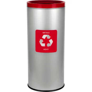 Odpadkový koš Alda Koš na tříděný odpad Room Basket 45 l, červené víko - hliník, matná nerez