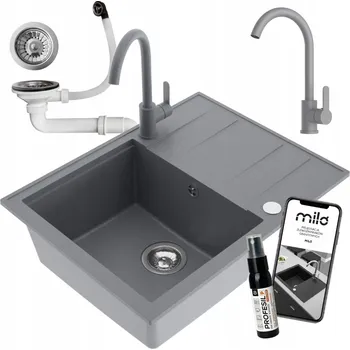 Granitový dřez Jednokomorový granitový dřez Milo Emporio šedý