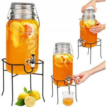 Sklenice Zavařovací Sklenice s kohoutkem 4L sklenice skleněná s kohoutkem na stojanu džbán dávkovač