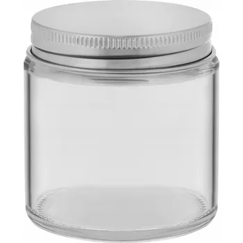 Sklenice Průhledná sklenice na svíčky 120 ml se stříbrným kovovým víčkem