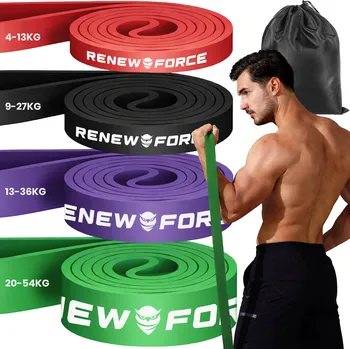 SADA 4 POSILOVACÍCH GUM Fitness + SÁČEK Popruhy Pásy SILNÉ pro Trénink XXL