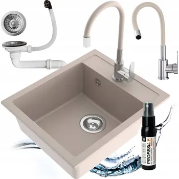 Granitový dřez Jednokomorový granitový dřez Miló Emporio béžový