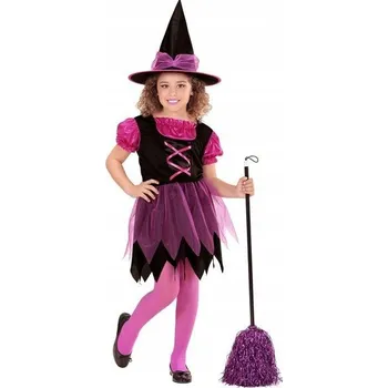 Karnevalový kostým KOSTÝM MALÁ ČARODĚJNICE RŮŽOVÝ ČARODĚJNICKÝ KOSTÝM PLES 116