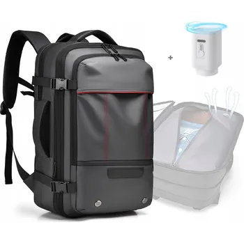 Batoh VACUUM šedý, kompresní, 60 l, s kapsami