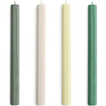 Svíčka HAY Svíčka Hexagon Candle Greens and Whites – set 4 ks