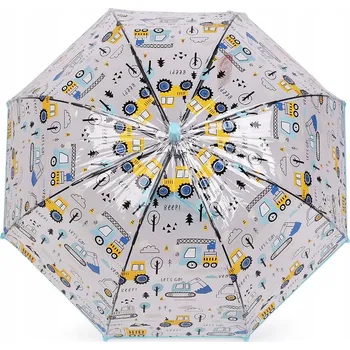 Deštník Dětský automatický deštník průhledný s auty