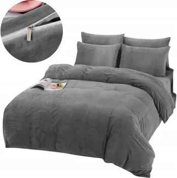 Prostěradlo POVLEČENÍ 200x220 Z FLEECE FLEECE MIKROPLYŠ KOMPLET + PROSTĚRADLO TEPLÉ MEDVÍDEK ŠEDÉ