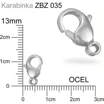 KARABINKA chirurgická ocel. Ozn. ZBZ 035. Velikost 13,0mm.