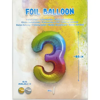 Balónek Foliový balónek 8cm Číslice 3 Narozeniny Děti Párty