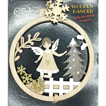 Vánoční dekorace Dřevěná závěsná ozdoba vánoční ve tvaru vánoční baňky Ø 11 cm