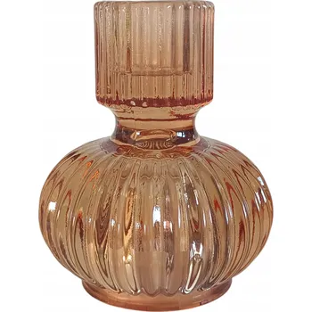 Svícen SKLENĚNÝ kulatý PODSTAVEC na SVÍČKU Stojan Stabilní STYLOVÝ 9x7,5 cm