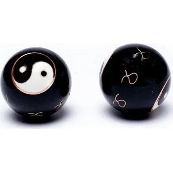 Masáž Zdravotní čínské meditační kuličky proti stresu Yin Yang black ozdobné 4 cm cca 4 cm