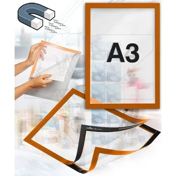 Kancelář Samolepící magnetický rám A3 - oranžový