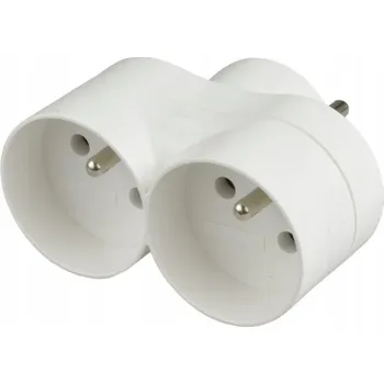 Elektrická zásuvka BÍLÝ DVOJITÝ ROZBOČKA ABEX R-270 2X2P+Z