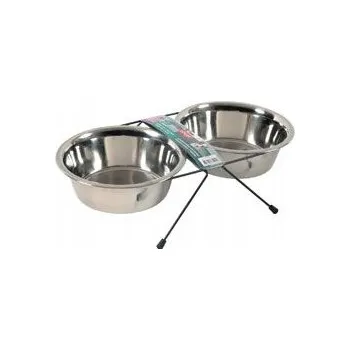 Miska pro psa Sada dvou kovových misek Zolux stříbrná 700 ml