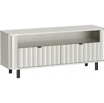 Televizní stolek Moderní TV stolek bílý Gray 137 cm zaoblené desky Novado 6 jr