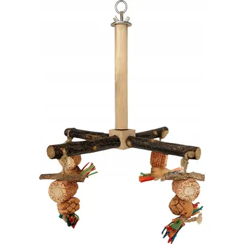 Hračka pro ptáka DŘEVĚNÝ OTOČNÝ STOJAN PRO PAPOUŠKY HRAČKA