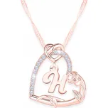 Pozlacený náhrdelník s písmenem a zirkony - písmeno H, srdce, růže STŘÍBRO 925