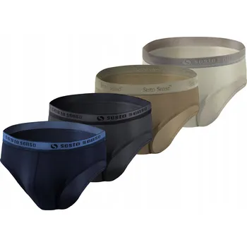 4-BALENÍ Pánské slipy SM05 bavlněné Námořnická Modrá Grafit Světle béžová Tmavě béžová M