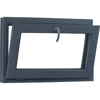 Okno SKLADOVÁ-OKNA.cz Jednokřídlé plastové okno sklepní 900x500 mm mm, antracit / bílé, dvojsklo, výklopné, OLIMPIA 60 AD Bílá dovnitř / Šedá antracit ven (struktura písek)