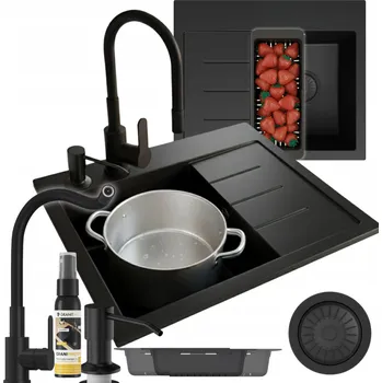 Granitový dřez Jednokomorový dřez Granitan Amber, černá žula