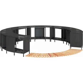 zahrada-XL Obruba k vířivce černá polyratan a masivní akáciové dřevo 3270639
