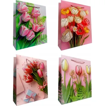 Dárková taška Dárková Taška univerzální Tulipány, kovový mix