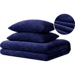 Pościel GRUBA ciepła KOCYKOWA POLAROWA 220x200 TMAVĚ MODRÉ plyšové