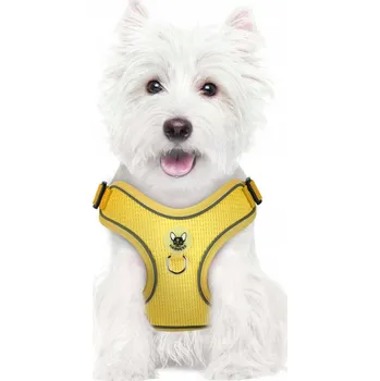 Postroj pro psa Postroj pro psa s vodítkem, vycházkový, reflexní, nastavitelný, měkký, velikost S, žlutý