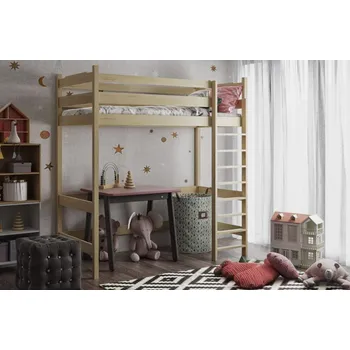 Dětská postel Dětská vyvýšená postel z masivu borovice TEXAS - 200x80 cm - PŘÍRODNÍ BOROVICE