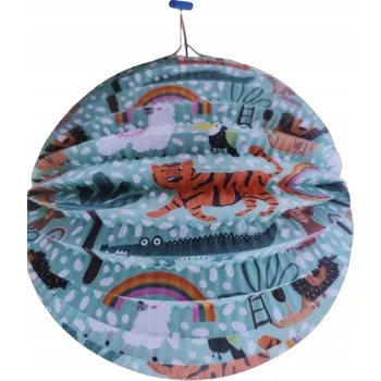 Party dekorace Papírový lampion lucerna ozdobná zelená koule 22 cm zvířata
