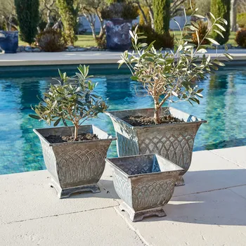 Obal na květináč Obal na květináč, 3dílná sada Klaireau, starožitná šedá,