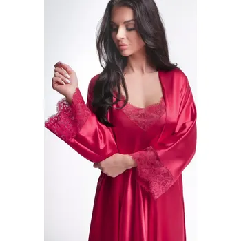 Dámský župan SATÉNOVÝ ŽUPAN 006 RED VELVET ČERVENÝ VELVET S