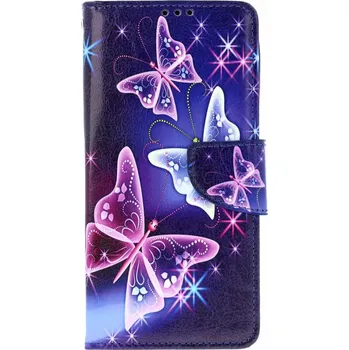 Pouzdro na mobilní telefon Pouzdro Xiaomi Redmi Note 14 knížkové Modré s motýlky (kryt neboli obal na Xiaomi Redmi Note 14)