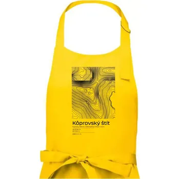Kuchyňská zástěra Kôprovský štít - vrstevnice v obdélníku - Pánská zástěra na vaření - Univerzální velikost ( Žlutá )