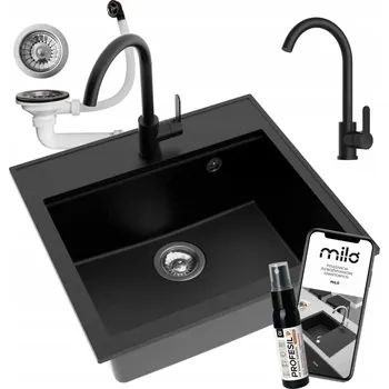 Granitový dřez Jednokomorový granitový dřez Milo Emporio černý