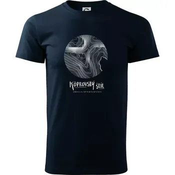 Pánské tričko Kôprovský štít - vrstevnice v kruhu - Triko extra velké (5-8XL) - 7XL ( Námořní modrá (téměř černá) )