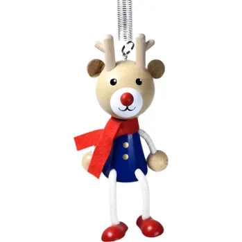 Figurka KROKIDO Sob se šálou - ručně malovaná dřevěná figurka na pružině