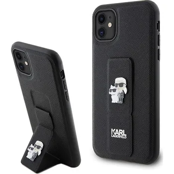 Náhradní kryt pro mobilní telefon Pouzdro Karl Lagerfeld pro iPhone 11 KLHCN61GSAKCPK černé HC GRIPSTAND SAFFIANO KC PINS