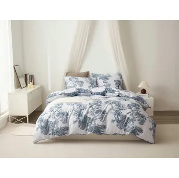 Povlečení SVĚTLÉ POVLEČENÍ 160x200 cm + 2 ELEGANTNÍ POVLAKY NA POLŠTÁŘE S LEMEM, 100% BAVLNA, VZOR STROMY